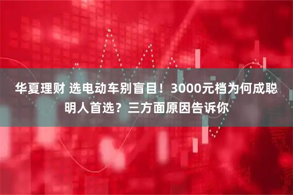 华夏理财 选电动车别盲目！3000元档为何成聪明人首选？三方面原因告诉你