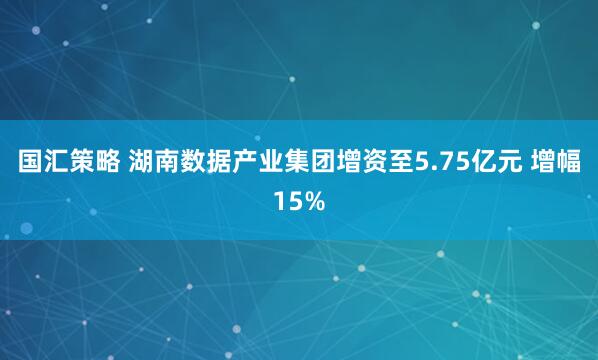 国汇策略 湖南数据产业集团增资至5.75亿元 增幅15%