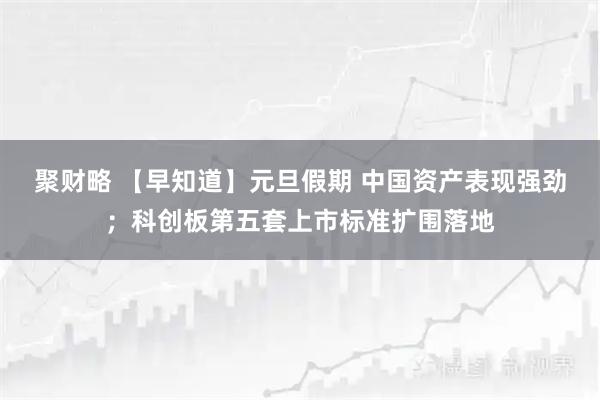 聚财略 【早知道】元旦假期 中国资产表现强劲；科创板第五套上市标准扩围落地
