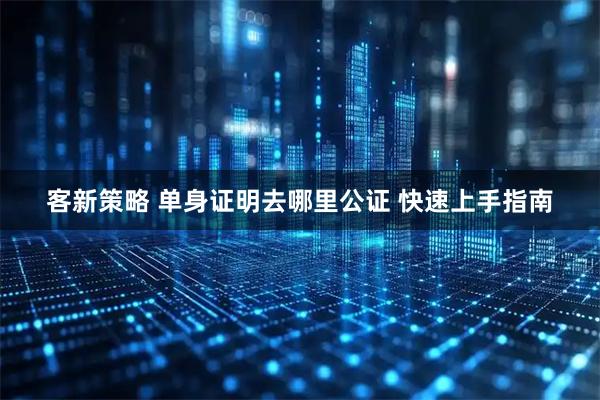 客新策略 单身证明去哪里公证 快速上手指南
